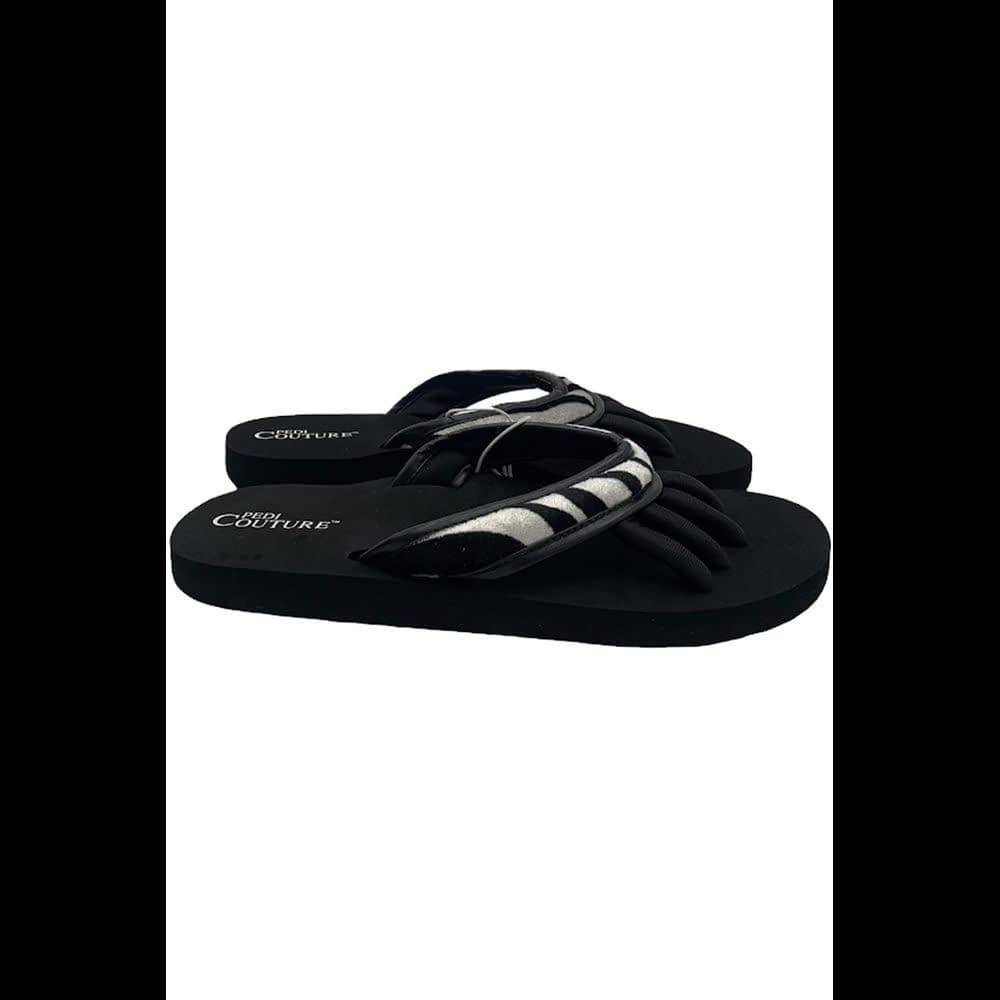 Pedi Couture On-the-Go Pedicure Sandal Black/Zebra - Medium